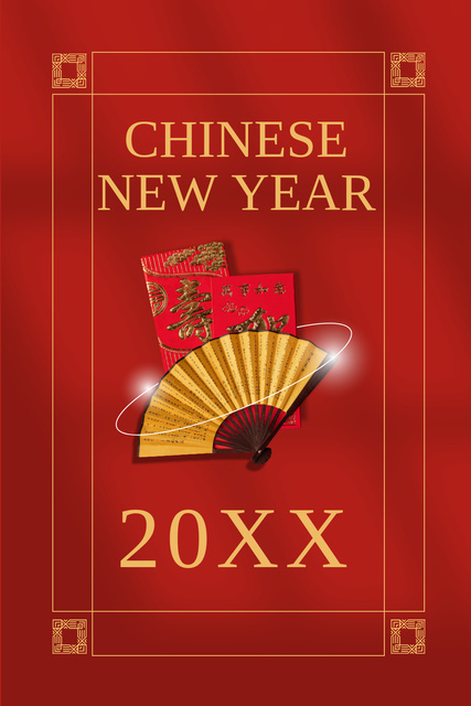 Happy Chinese New Year Greeting Card Pinterest Design Template