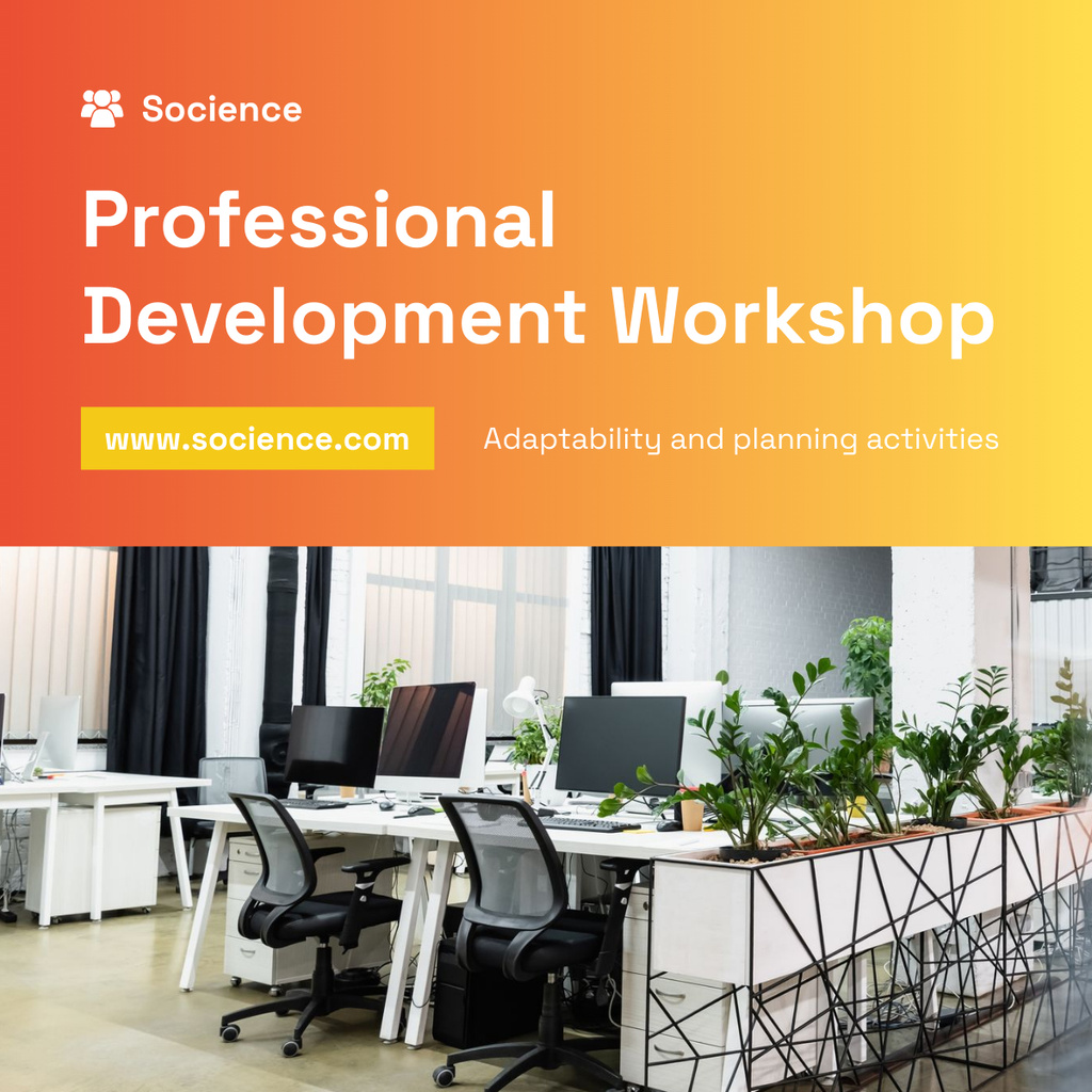 Professional Development Workshop Orange LinkedIn postデザインテンプレート