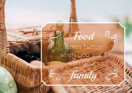 Picnic Basket with Food Card Design Template