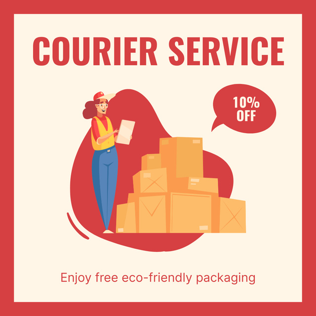Discount Offer for Courier Services on Red Instagram Design Template