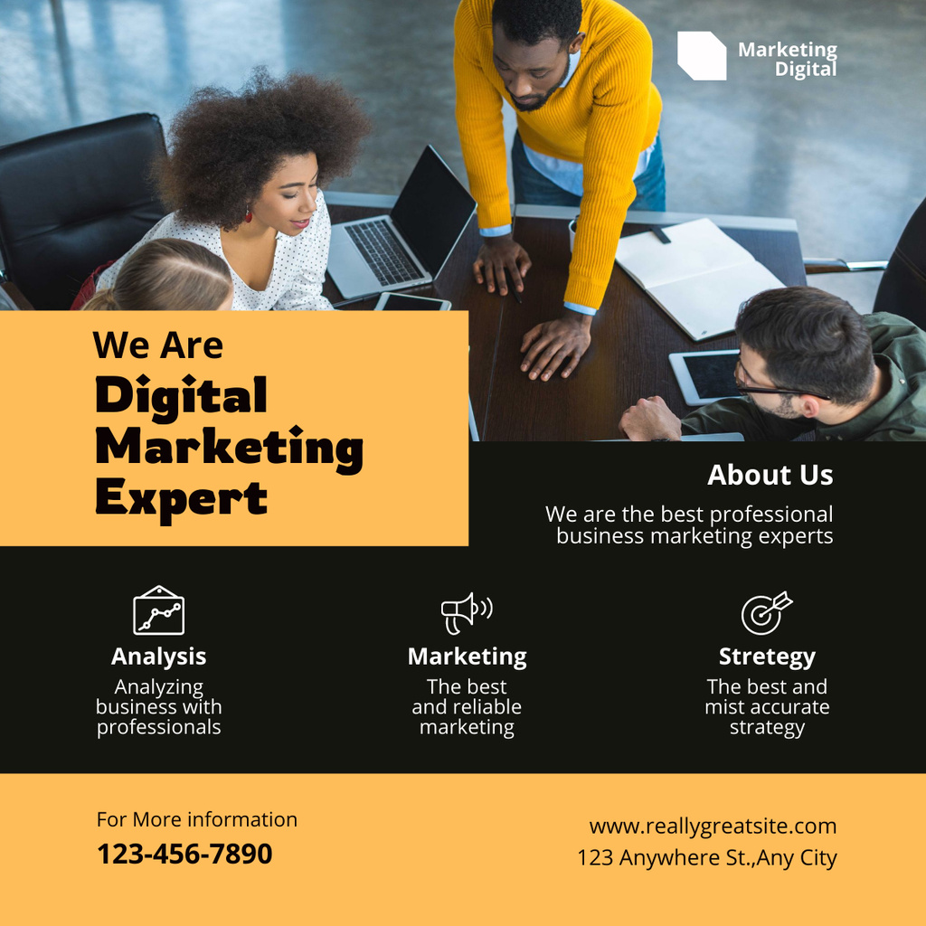 Plantilla de diseño de Multiracial Team of Digital Marketing Experts LinkedIn post 