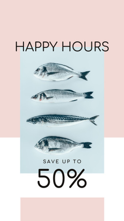 Ontwerpsjabloon van Instagram Story van Happy Hours Offer on Fresh Fish
