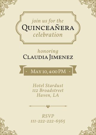 Plantilla de diseño de Quinceañera Celebration Announcement Invitation 