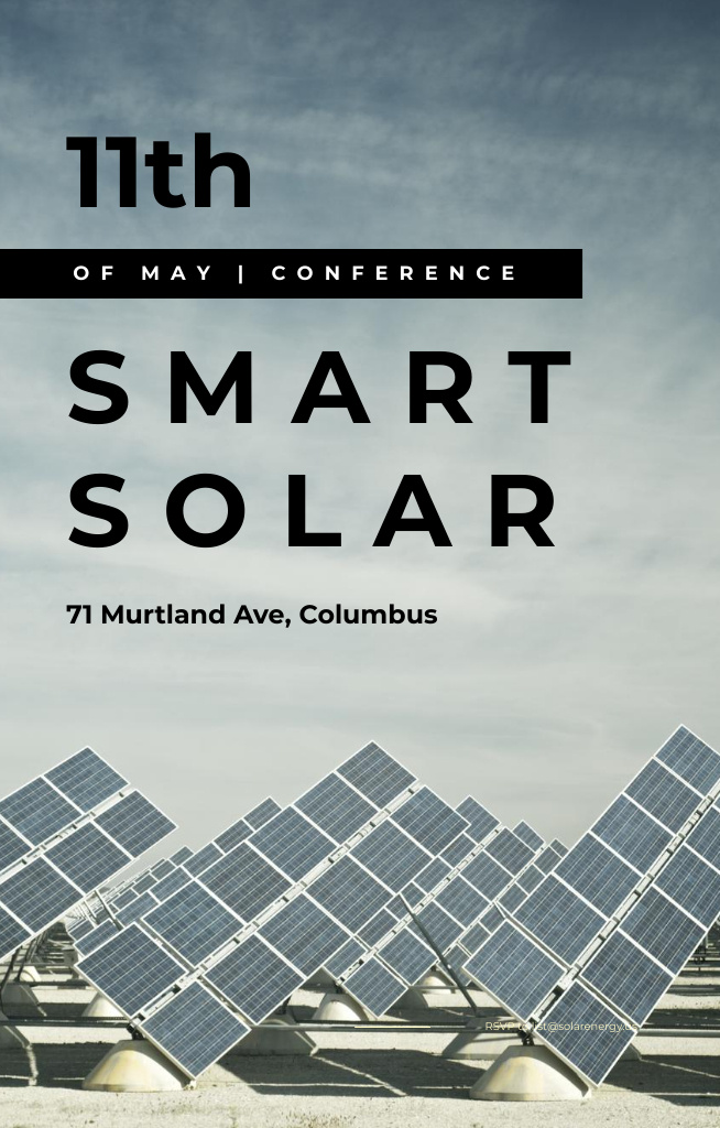 Ecology Conference Event Ad with Solar Panels Invitation 4.6x7.2in Design Template