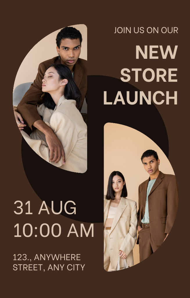 Platilla de diseño New Fashion Store Ad's Layout with Photo Collage Invitation 4.6x7.2in