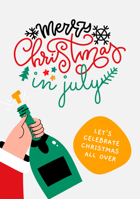 Celebrating Christmas in July with Champagne in Hand Flyer A7 Modelo de Design