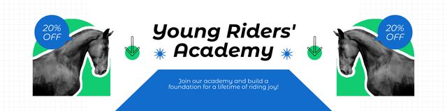 Discount on Training at Equestrian Academy for Young Students Twitter Πρότυπο σχεδίασης