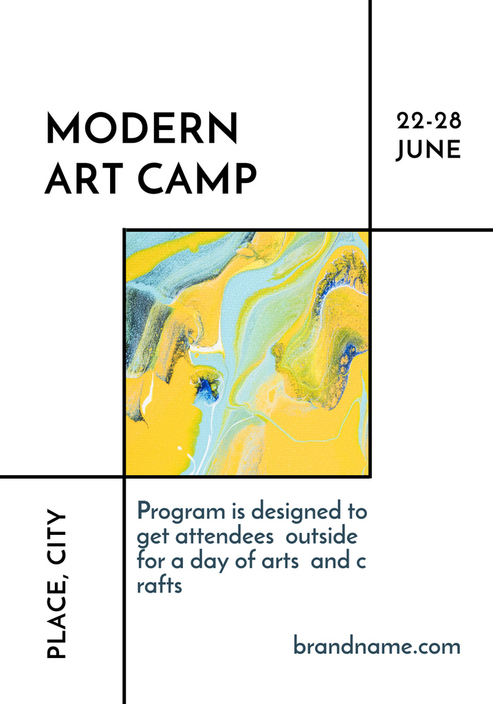 Summer Modern Art Camp With Description Poster 28x40in – шаблон для дизайна
