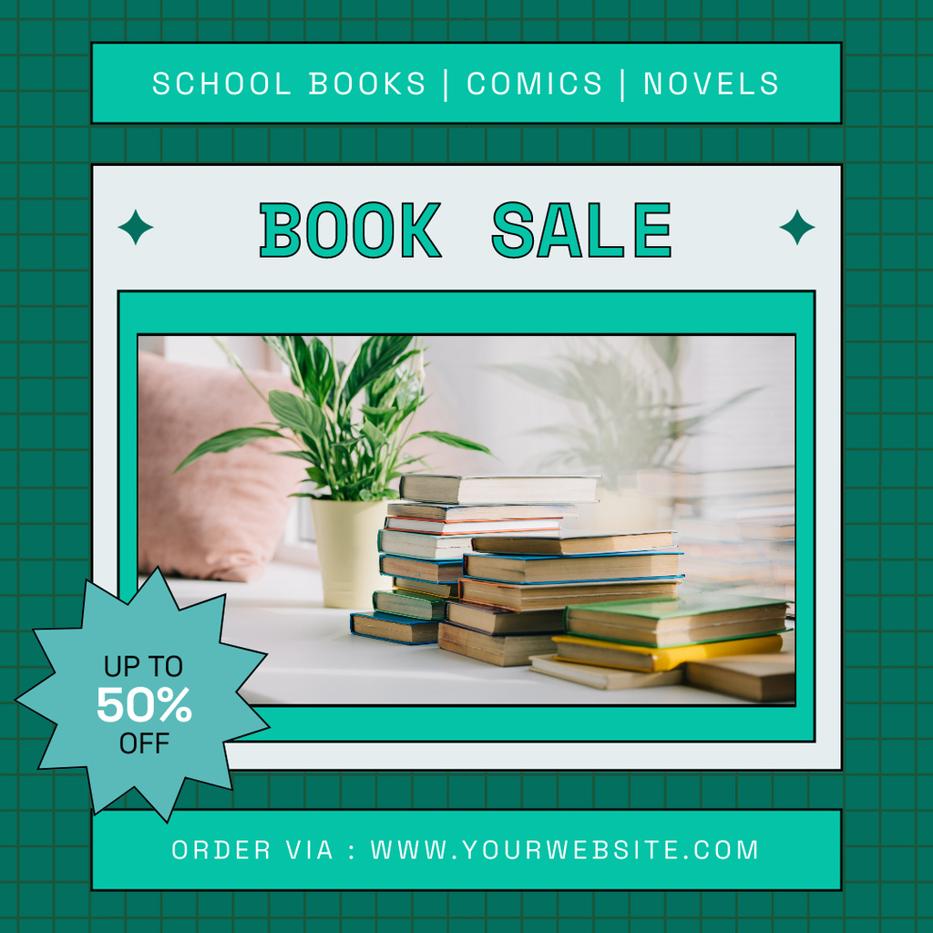 Ontwerpsjabloon van Instagram van Incredible Book Discount Ad on Green