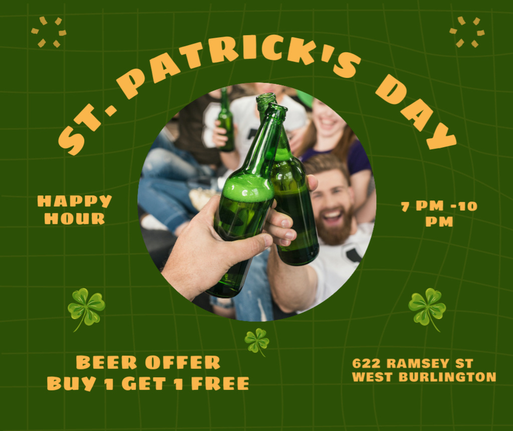 Ontwerpsjabloon van Facebook van St. Patrick's Day Free Beer Party Invitation