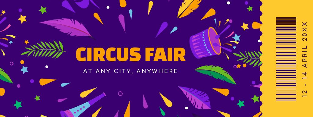 Plantilla de diseño de Circus Fair Announcement Ticket 
