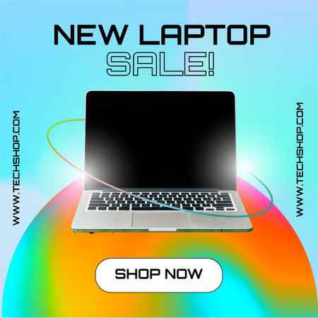 Ontwerpsjabloon van Instagram AD van Aankondiging van de verkoop van een nieuw model laptop
