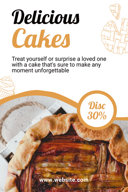Ontwerpsjabloon van Pinterest van Delicious Cakes Promo Layout