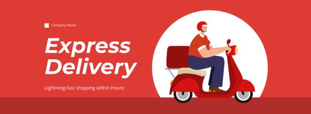 Express Delivery Services Ad on Red Facebook cover Design Template
