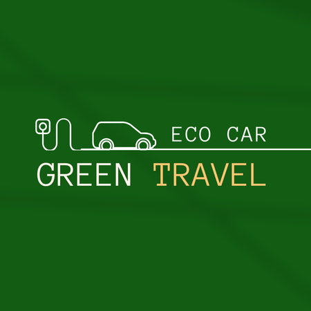 Green Eco Car Ad Logo 1080x1080px – шаблон для дизайна