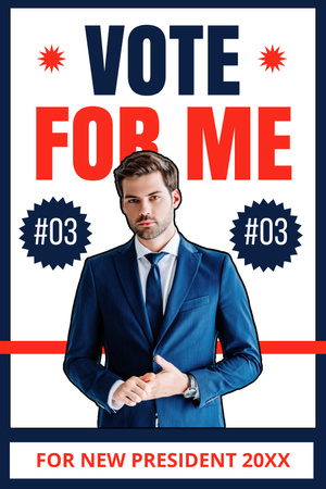 Plantilla de diseño de Vote por un candidato joven en las elecciones presidenciales Pinterest 