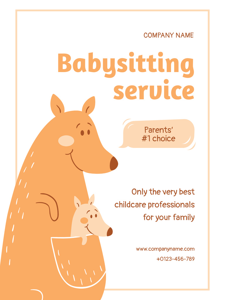 Szablon projektu Babysitting Services Ad with Adorable Kangaroos Poster US