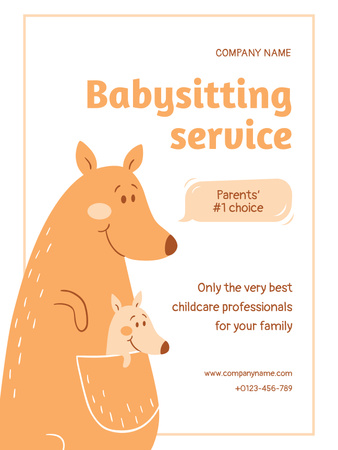 Babysitting Services Ad with Adorable Kangaroos Poster US Design Template