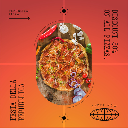 Festa della Repubblica with pizza Animated Post Design Template