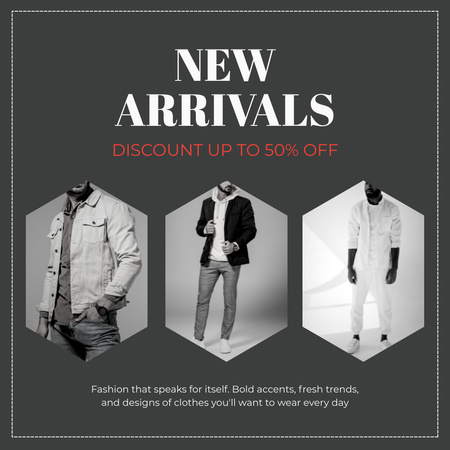 Fashion Sale Ad with Stylish Men Instagram Design Template