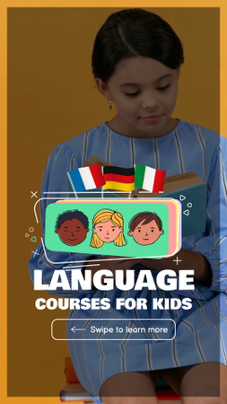 Объявление о языковых курсах для детей TikTok Video – шаблон для дизайна