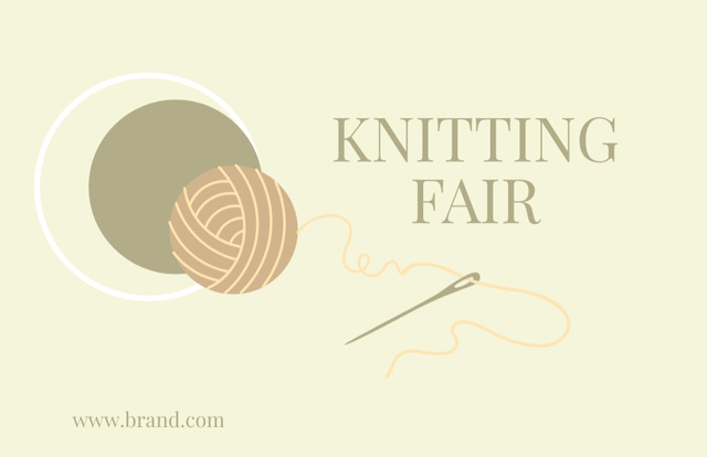 Ontwerpsjabloon van Business Card 85x55mm van Knitting Fair Announcement with Skein of Yarn