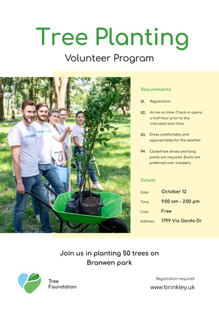 Volunteer Program Team Planting Trees Poster – шаблон для дизайну
