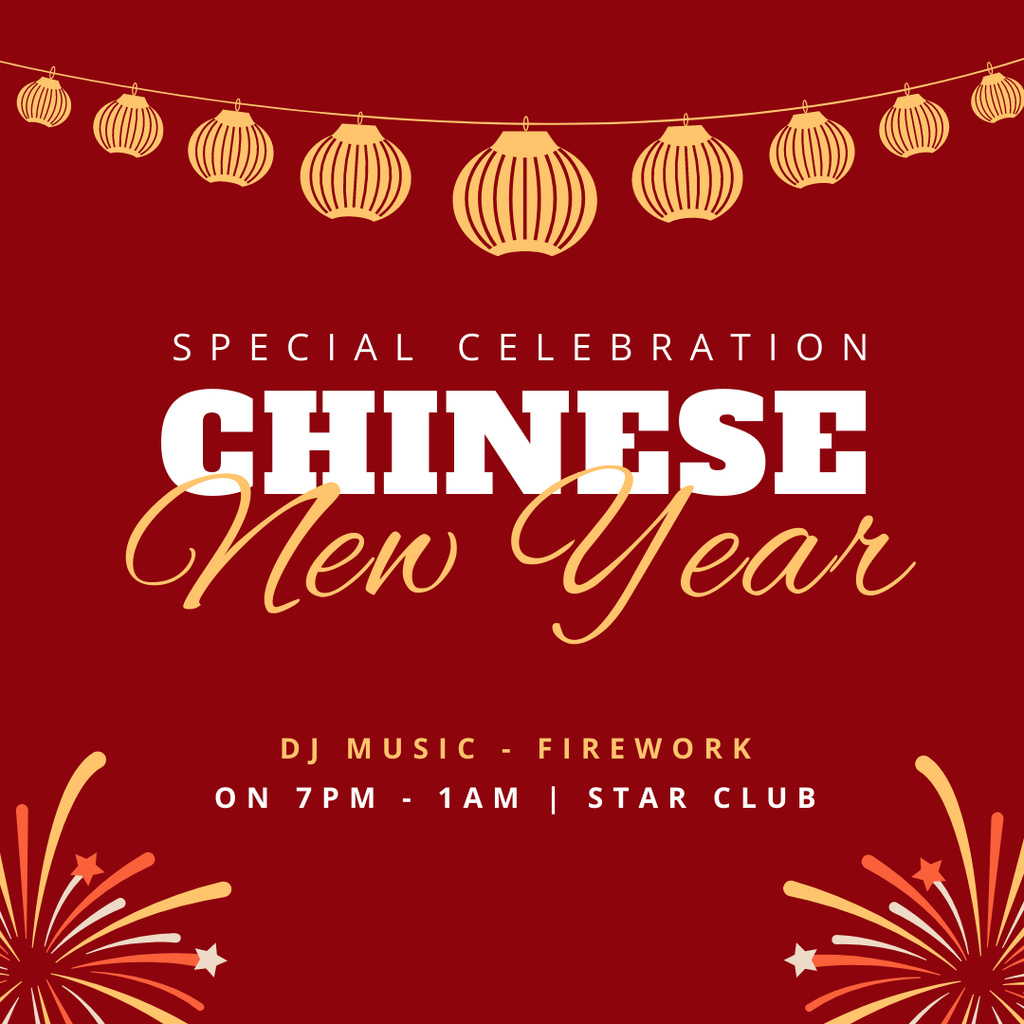 Chinese New Year Party Invitation Instagram Šablona návrhu
