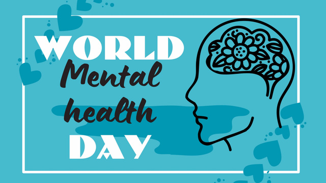 Happy Mental Health Day with Human Silhouette Zoom Background Design Template