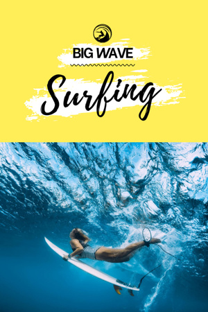Surfing School Ad Postcard 4x6in Vertical Design Template