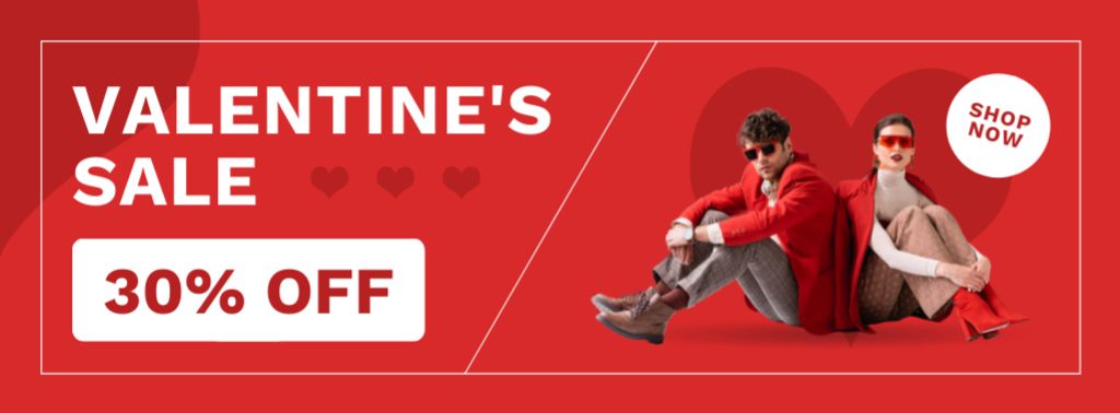 Valentine's Day Discount With Stylish Couple Facebook cover – шаблон для дизайну