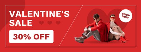 Plantilla de diseño de Descuento del día de San Valentín con pareja elegante Facebook cover 