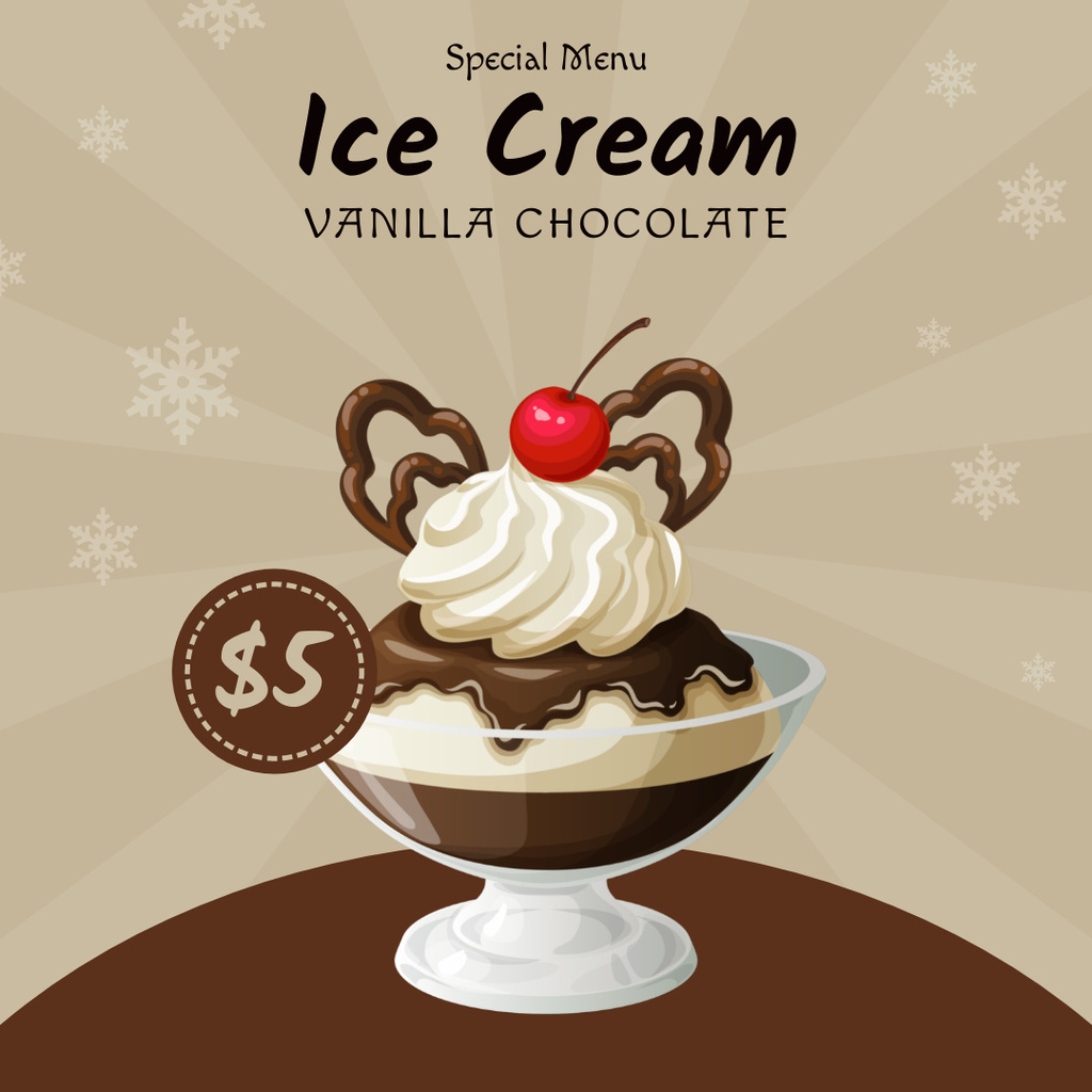 Vanilla Chocolate Ice Cream Promo Instagram Modelo de Design