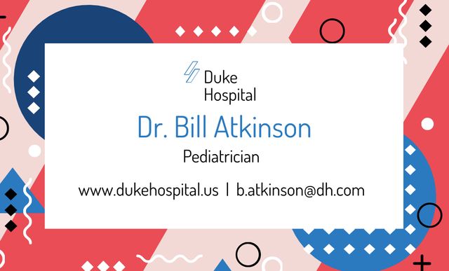 Designvorlage Information Card of Doctor Pediatrician Contacts für Business Card 91x55mm