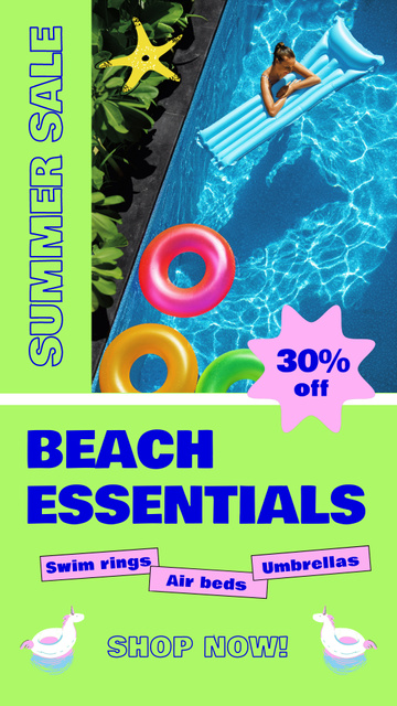 Plantilla de diseño de Awesome Beach Stuff With Discount In Summer Instagram Video Story 