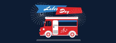 Labor Day Greeting with Car and Fireworks Facebook cover Design Template