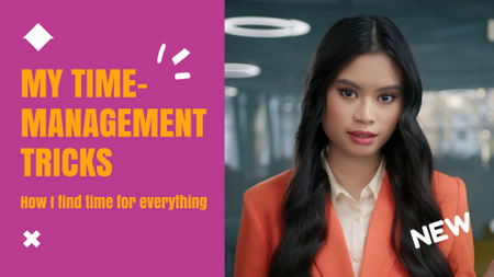Time Management Tricks from Young Asian Businesswoman YouTube intro Design Template