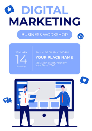 Digital Marketing Business Workshop Announcement Poster tervezősablon