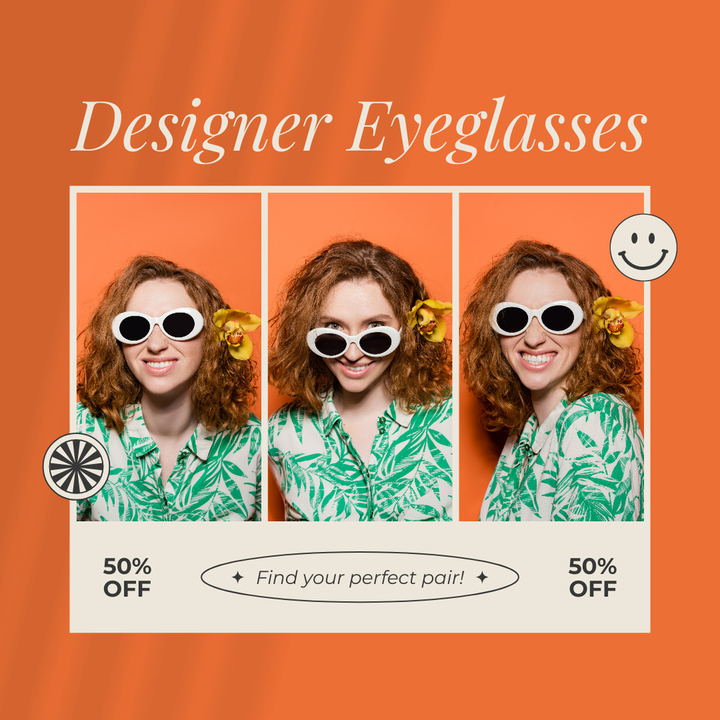 Promo Discount on Women's Sunglasses Instagram AD Design Template