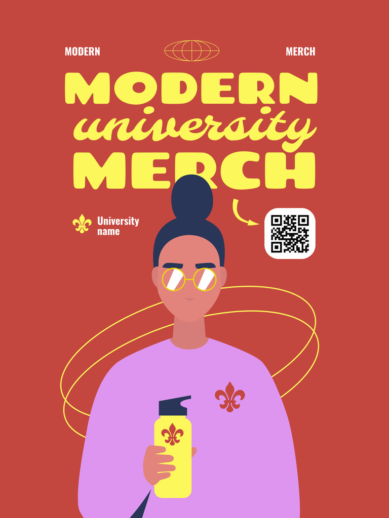 Modern University Merch Promotion In Red Poster US Tasarım Şablonu