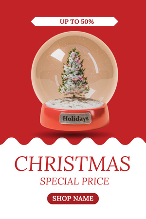 Plantilla de diseño de Venta de Navidad Árbol Decorado en Bola de Nieve Pinterest 