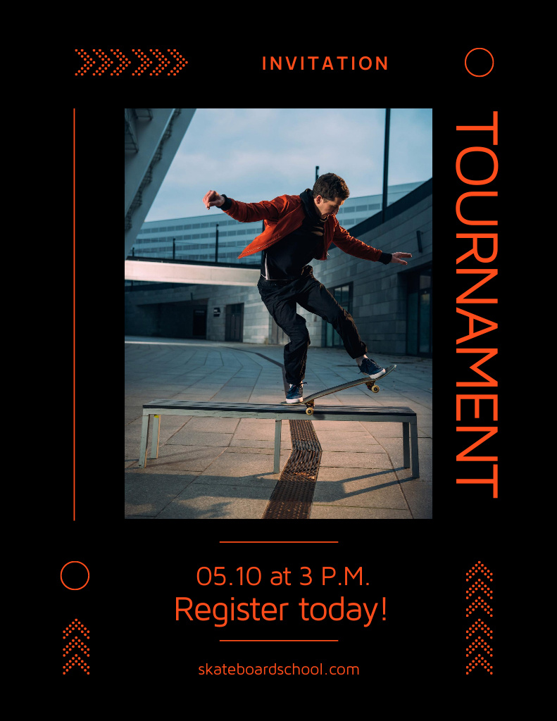 Designvorlage Skateboarding Tournament Announcement für Poster 8.5x11in