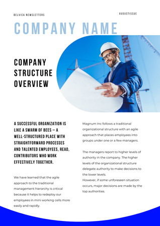 Building Company Blue and White Newsletter Modelo de Design