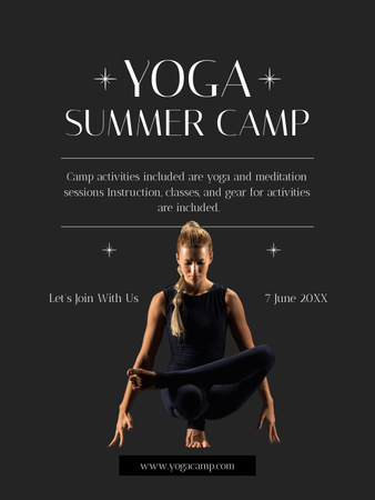 Yoga Summer Camp Invitation Poster US Design Template