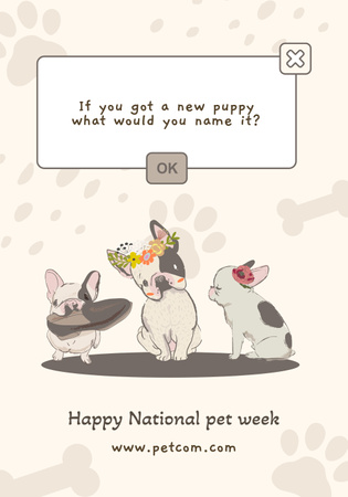 National Pet Week with Сute Puppies Poster 28x40in Design Template
