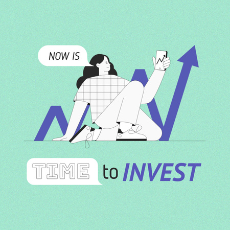 Girl on Investments Diagram Instagram Πρότυπο σχεδίασης