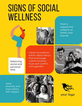 List of Signs of Social Wellness Poster 8.5x11in – шаблон для дизайна