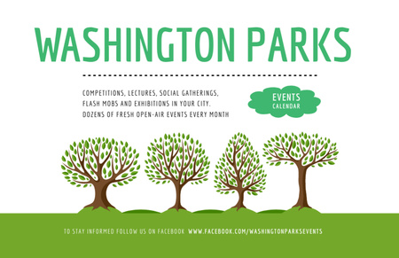 Izgalmas parki rendezvény promóció zöld fákkal Flyer 5.5x8.5in Horizontal tervezősablon