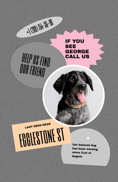 Pet Loss Information with Dog Potrait Flyer 5.5x8.5in Design Template