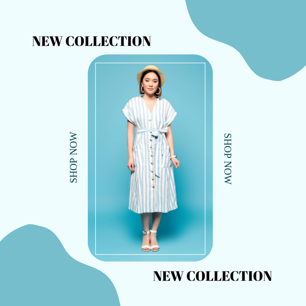 Modèle de visuel Summer fashion collection blue - Instagram